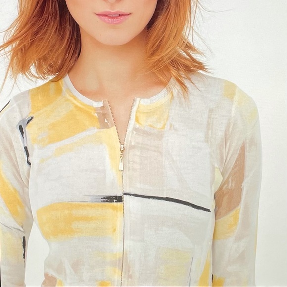 WHBM Abstract Design Zipper Cardigan Size Small - Picture 3 of 14